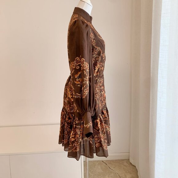 Seraphina belted tiered printed ramie mini dress - Picture 4 of 9